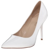 White Varnished 10 cm CLASSIQUE-20 pointed toe stiletto pumps