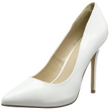 White Varnished 13 cm AMUSE-20 pointed toe stiletto pumps