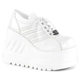 White Vegan 12 cm STOMP-08 lolita ankle boots wedge platform