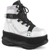 White Vegan 7,5 cm NEPTUNE-181 demonia booties - unisex cyberpunk booties
