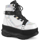 White Vegan 7,5 cm NEPTUNE-181 demoniacult booties - unisex cyberpunk booties