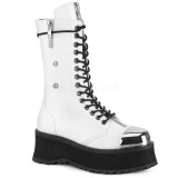 White Vegan 7 cm GRAVEDIGGER-14 demonia boots - unisex platform boots