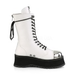 White Vegan 7 cm GRAVEDIGGER-14 demoniacult boots - unisex platform boots