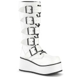 White Vegan 8,5 cm TRASHVILLE-518 demoniacult boots - unisex platform boots