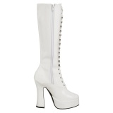 White platform boots lace up patent 13 cm - 70s years hippie disco gogo kneeboots