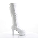 White platform boots patent 13 cm - 70s years hippie disco gogo kneeboots chunky