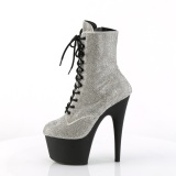 White rhinestones ankle boots platform 18 cm ADORE-1020RS pleaser high heels ankle boots