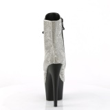 White rhinestones ankle boots platform 18 cm ADORE-1020RS pleaser high heels ankle boots