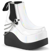 White vegan boots 13 cm VOID-50 demonia knee boots wedges platform