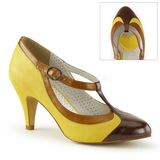 Yellow 8 cm retro vintage PEACH-03 Pinup Pumps Shoes with Low Heels