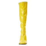 Yellow boots block heel 7,5 cm - 70s years style hippie disco gogo under kneeboots patent leather